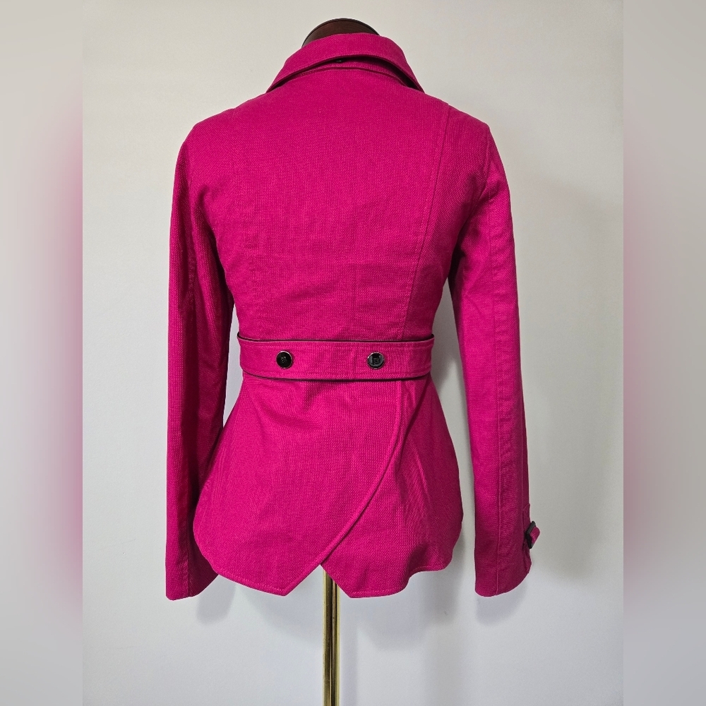 SOIA & KYO Pink Asymmetrical Zip Jacket With Neck Strap. Size XS - Picture 4 of 16